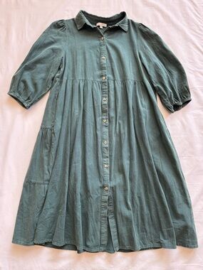 Baltic Born Women’s Midi Dress Green Button Down Cottagecore M